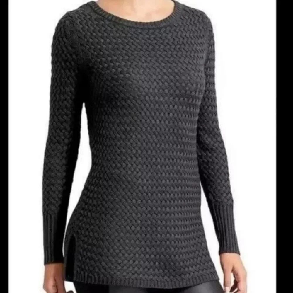 Athleta cypress pullover basketweave wool blend sweater sz XXS